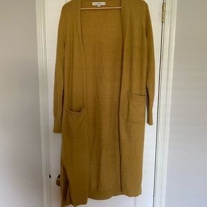 Loft mustard long cardigan with pockets. Sz m